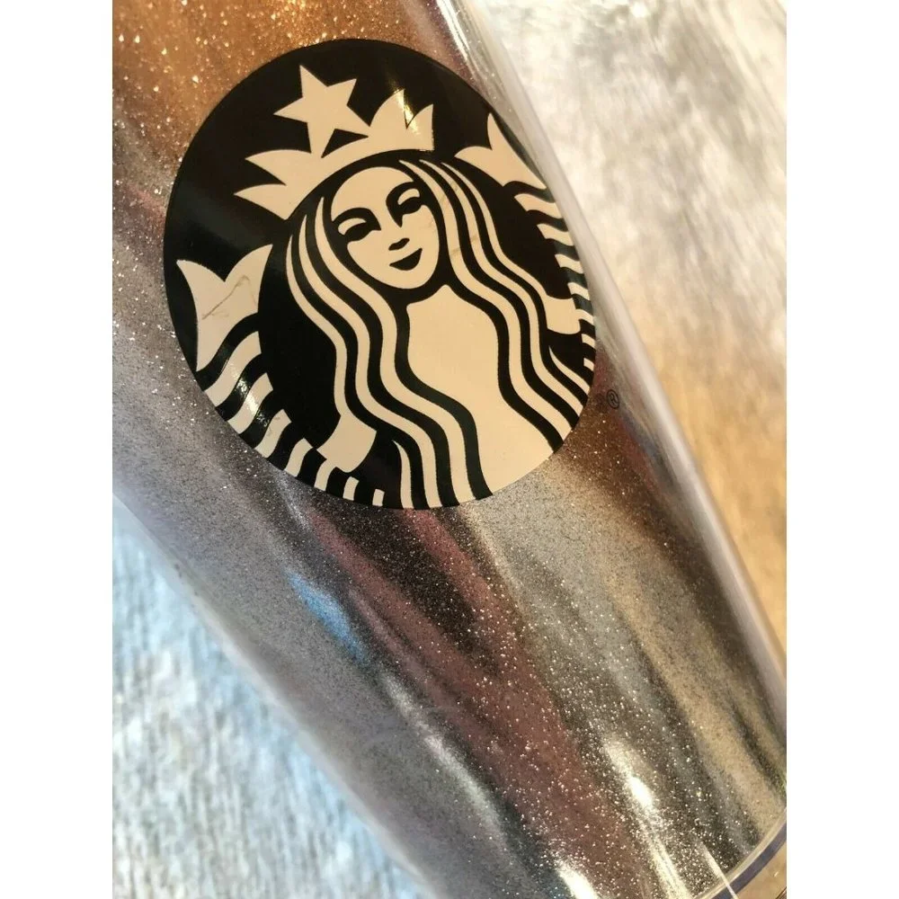 Starbucks Tumbler 16 oz‎ Silver Glitter Gradient Cold Coffee Cup Siren Logo